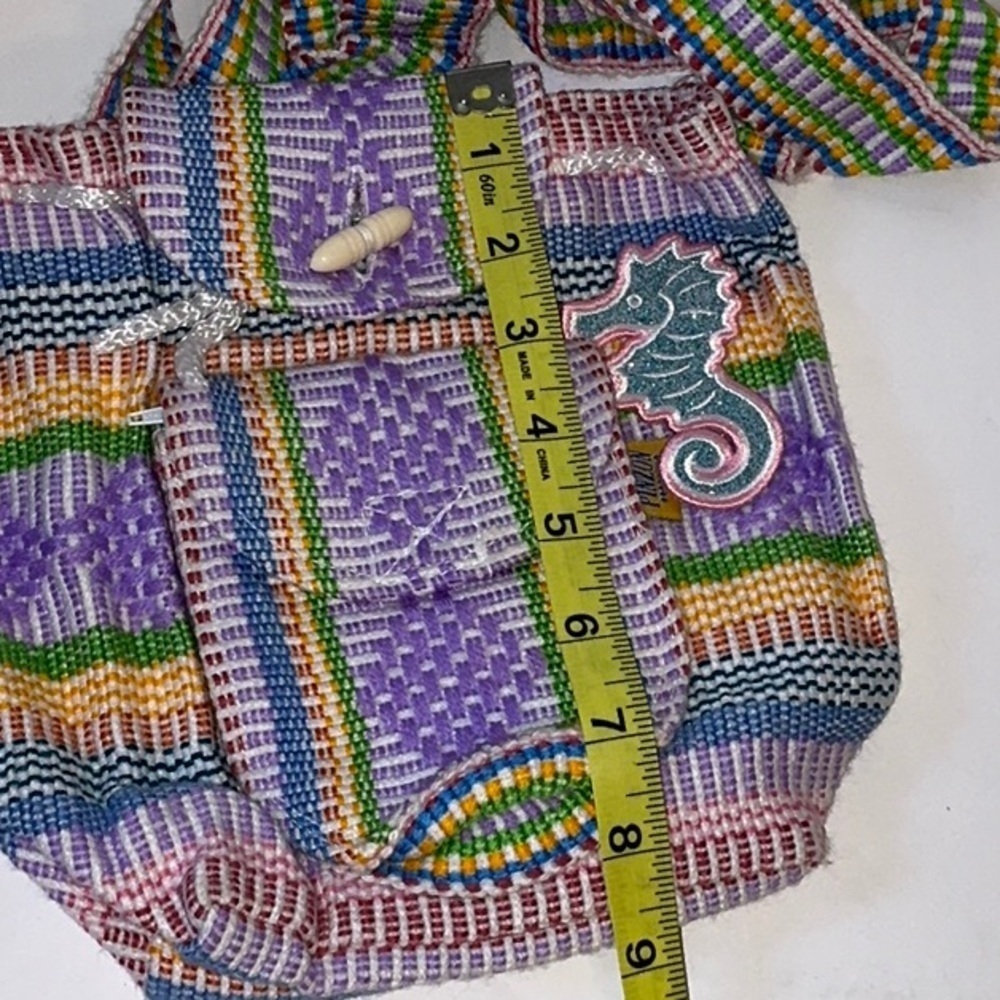 PINZON, Cute Woven Backpack w/Seahorse - Picture 7 of 8